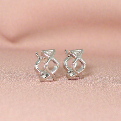 Sterling Silver 925 Criss Cross Infinity Twist Wire Hoop Huggie Earrings Boxed - sugarkittenlondon