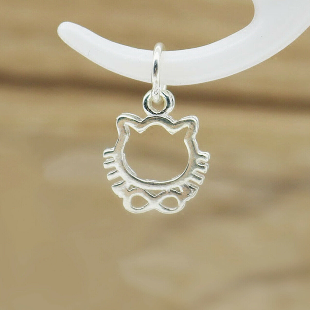 2 Sterling Silver Hollow Cat Kitten Infinity Charm Pendants - sugarkittenlondon