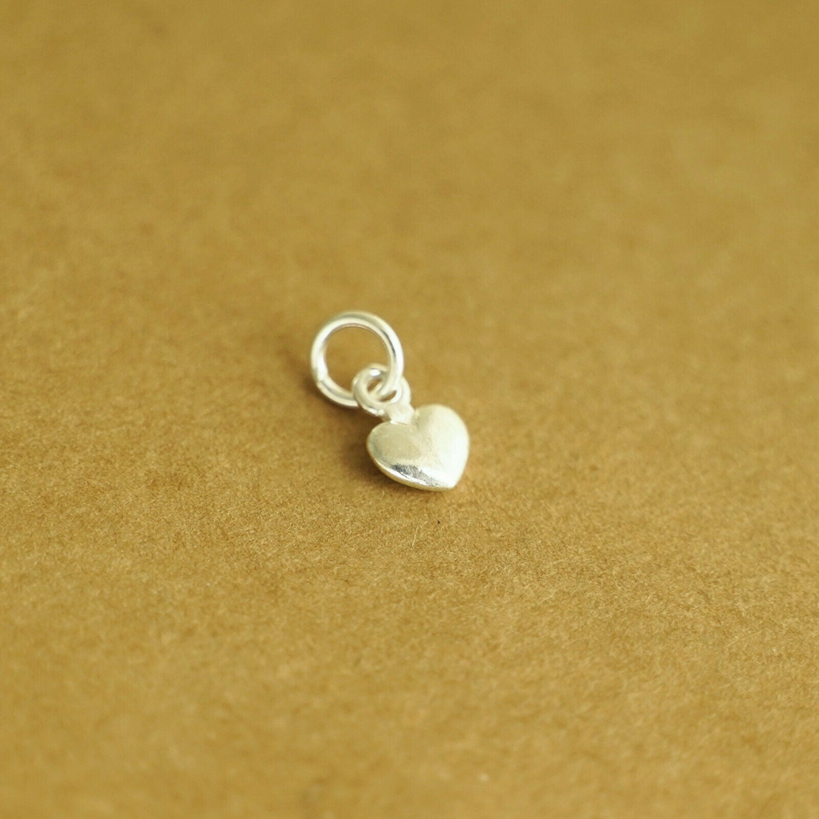 Sterling Silver Small 6mm Flat Plain Love Heart Charm Pendant Boxed - sugarkittenlondon