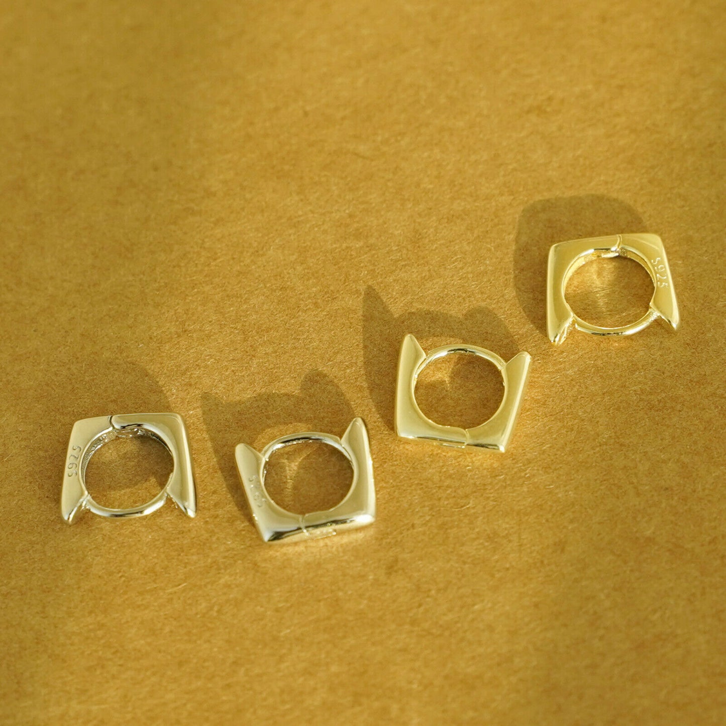 7mm Rhodium-plated Sterling Silver Square Hoop Huggie Earrings - sugarkittenlondon