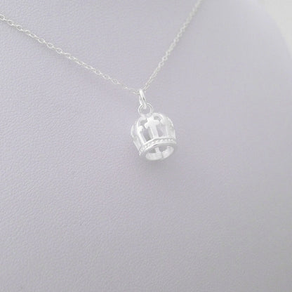 Sterling Silver Crown Cross Bead Charm Pendant For Necklace Bracelet - sugarkittenlondon