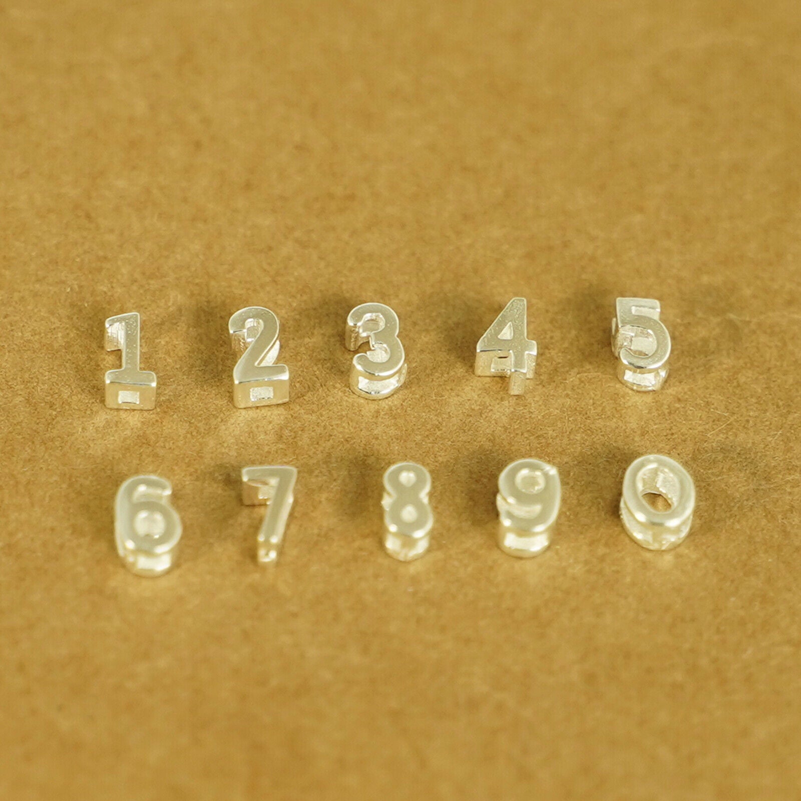 Sterling Silver Mini 0 - 9 Number Sliding Spacer Charm Beads Boxed - sugarkittenlondon