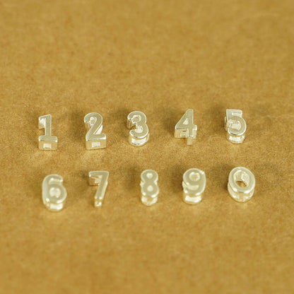 Sterling Silver Mini 0 - 9 Number Sliding Spacer Charm Beads Boxed - sugarkittenlondon