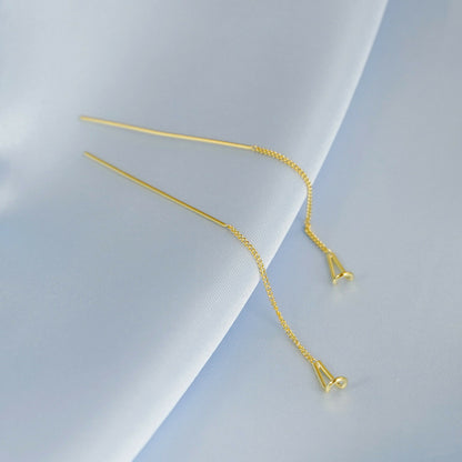 Sterling Silver Long Line Bar Pull Through Threader Drop Earrings TRACE Chain - sugarkittenlondon