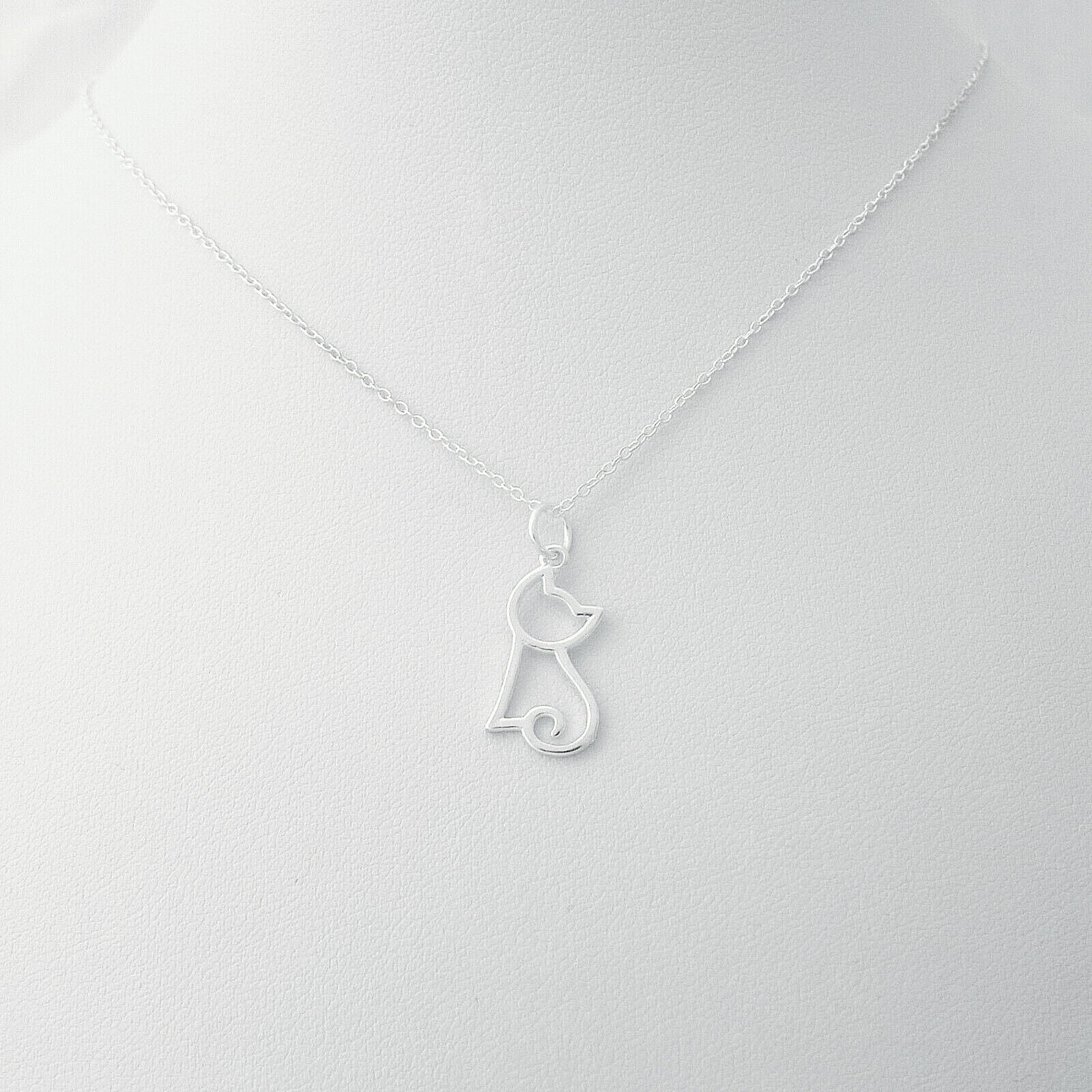 Sterling Silver necklace Hollow Cat Kitten Charm Pendant jewellery box - sugarkittenlondon