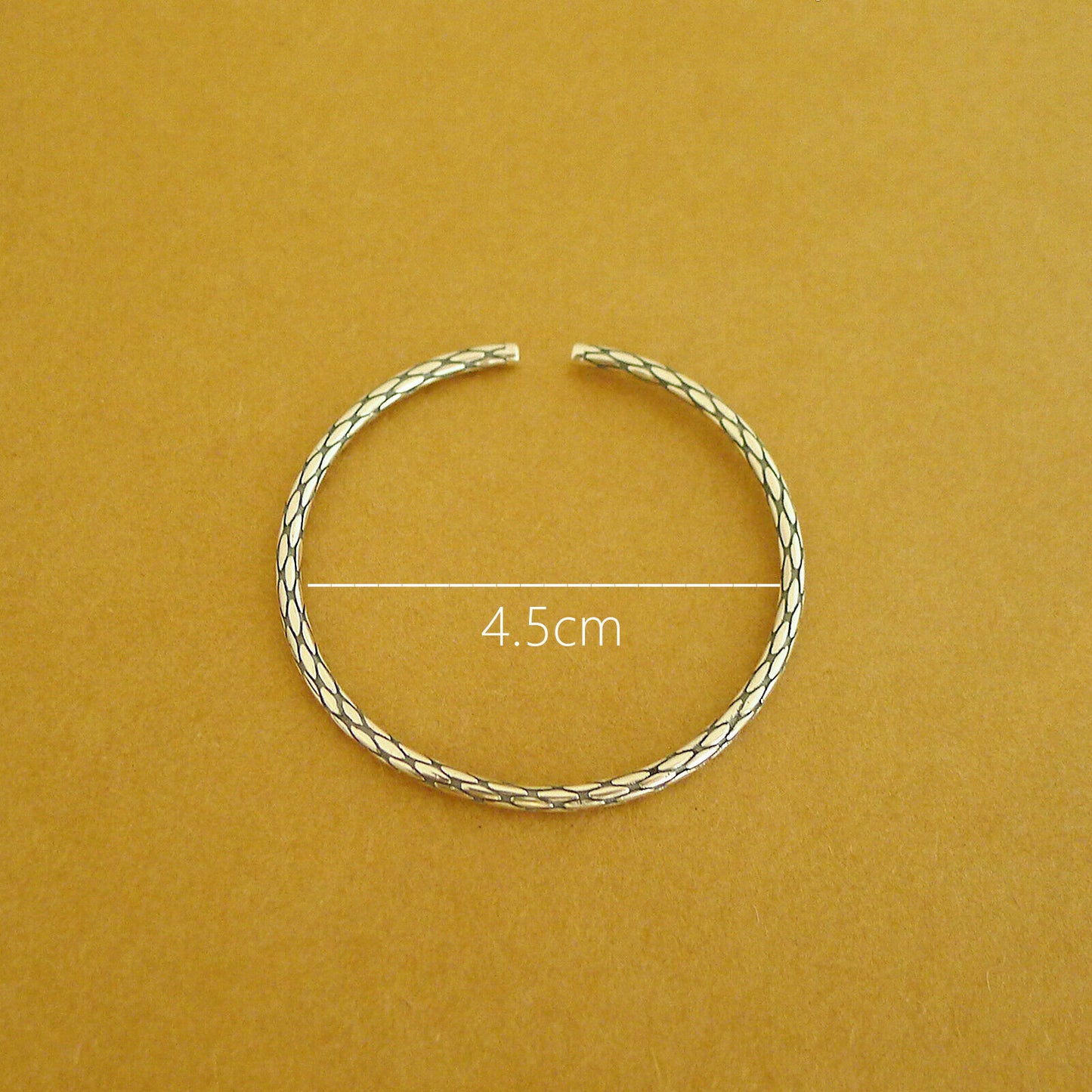Sterling Silver Small Wrist Solid Snake Knot Cuff Bangle 15cm Band 5.1g - sugarkittenlondon