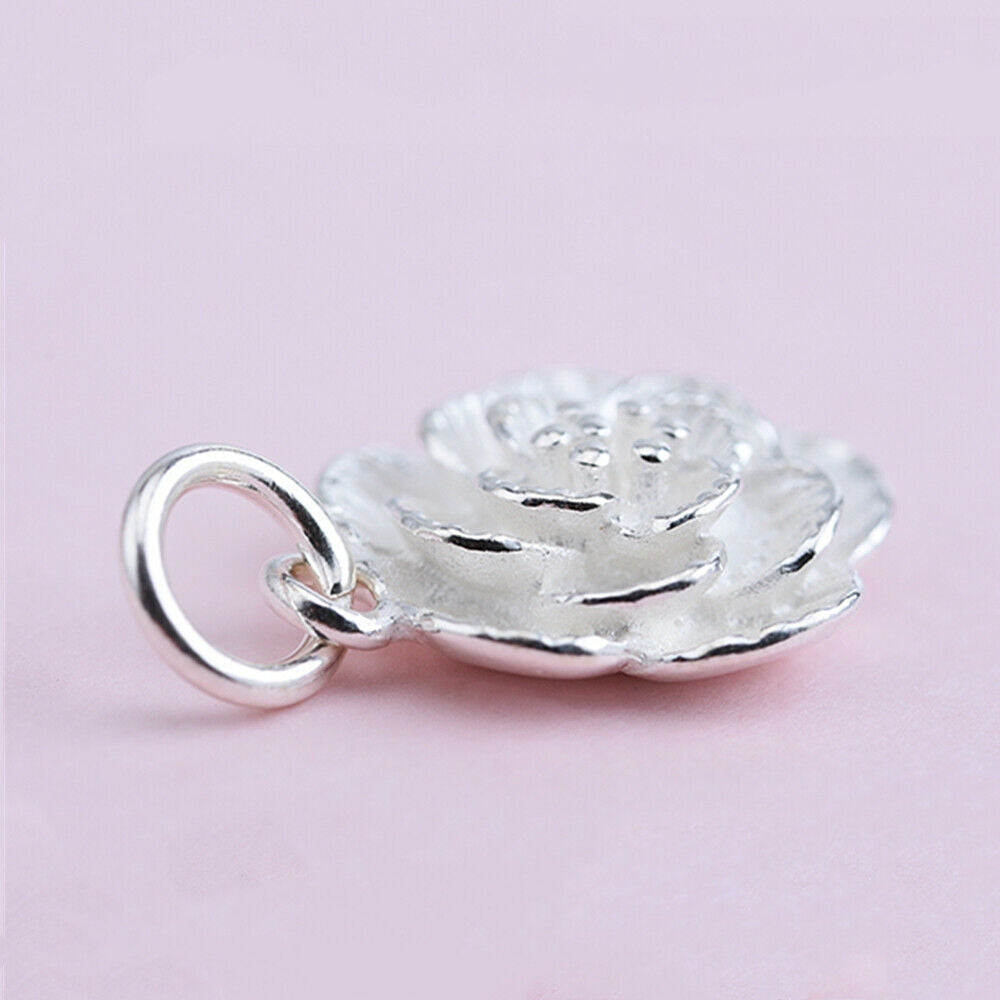 Sterling Silver Cherry Peach Lotus Flower Charm for Necklace or Bracelet - sugarkittenlondon