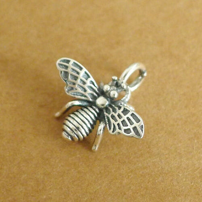 Sterling Silver 3D Bumble Bee Necklace Bracelet Charm Pendant A - sugarkittenlondon