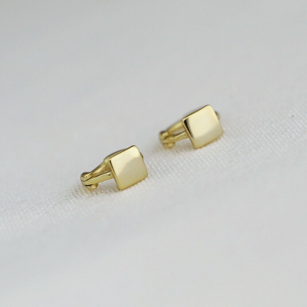 18K Gold Hinged Hoop Earrings with Mini Star, Square, and Triangle Shapes - sugarkittenlondon