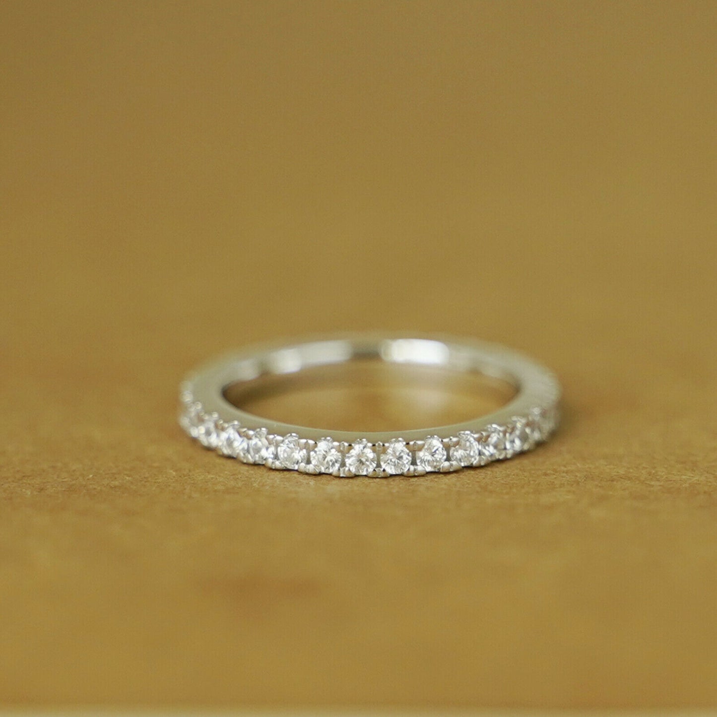 Sterling Silver Full Eternity 2mm Paved CZ Crystal Stacking Band Ring I - U - sugarkittenlondon