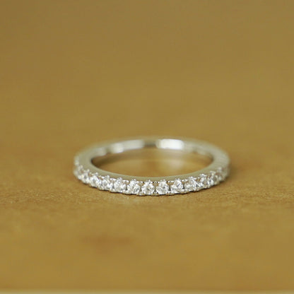 Sterling Silver Full Eternity 2mm Paved CZ Crystal Stacking Band Ring I - U - sugarkittenlondon