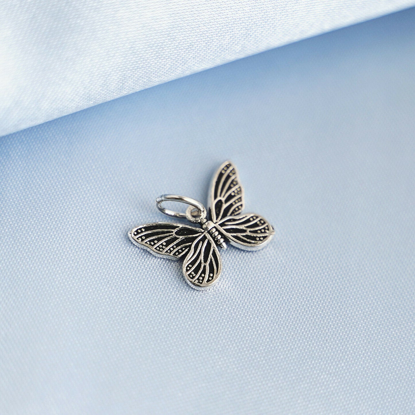 Sterling Silver Butterfly Pendant Charm for Necklace Bracelet II - sugarkittenlondon