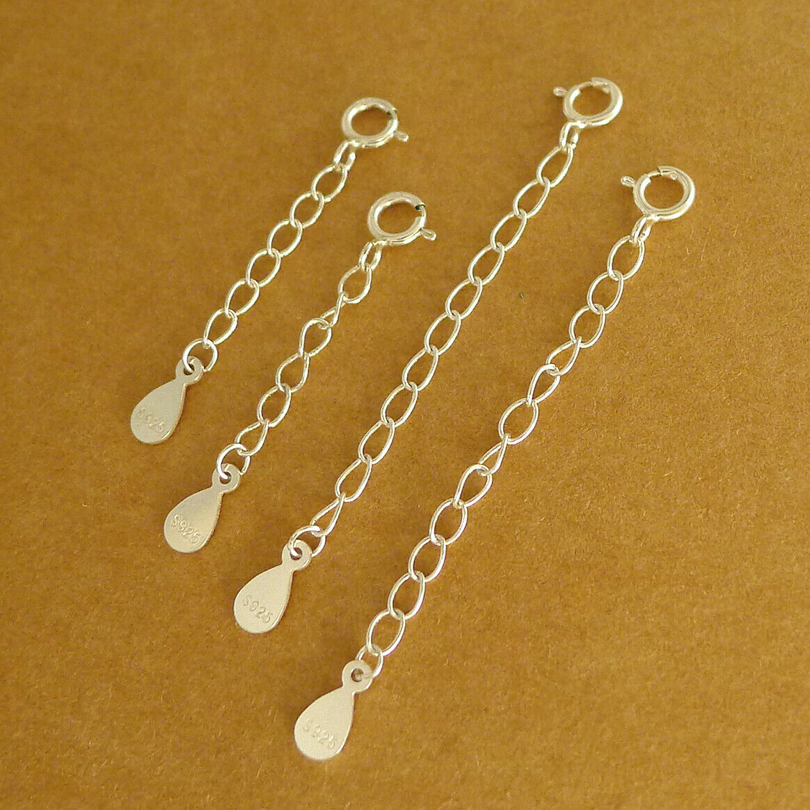 2 Sterling Silver Curb Extender Chain With Bolt Ring Clasp 3cm 5cm - sugarkittenlondon