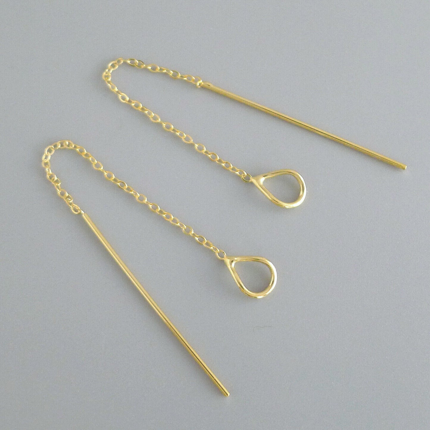 Belcher Chain Sterling Silver Long Drop Pull-Through Threader Earrings - sugarkittenlondon