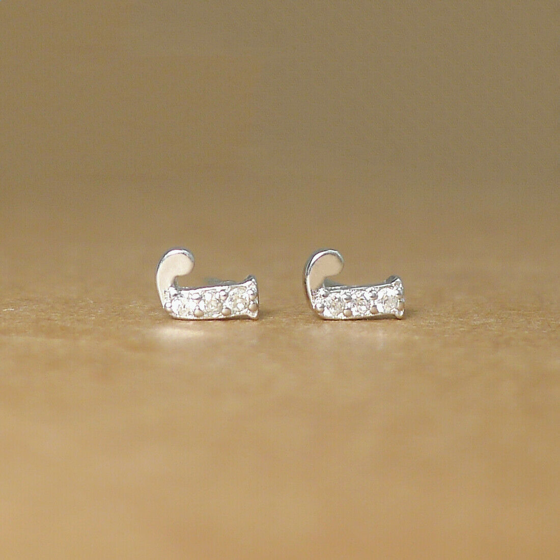 Sterling Silver Paved CZ Initial Stud Earrings for Women - Alphabet Letter A-Z - sugarkittenlondon