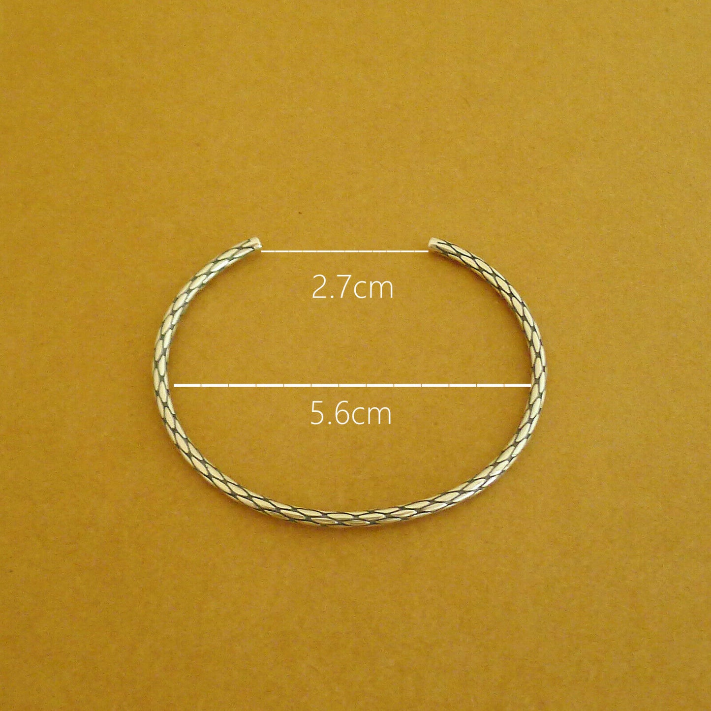 Sterling Silver Small Wrist Solid Snake Knot Cuff Bangle 15cm Band 5.1g - sugarkittenlondon