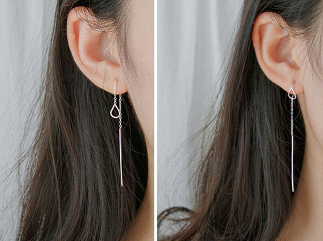 Belcher Chain Sterling Silver Long Drop Pull-Through Threader Earrings - sugarkittenlondon