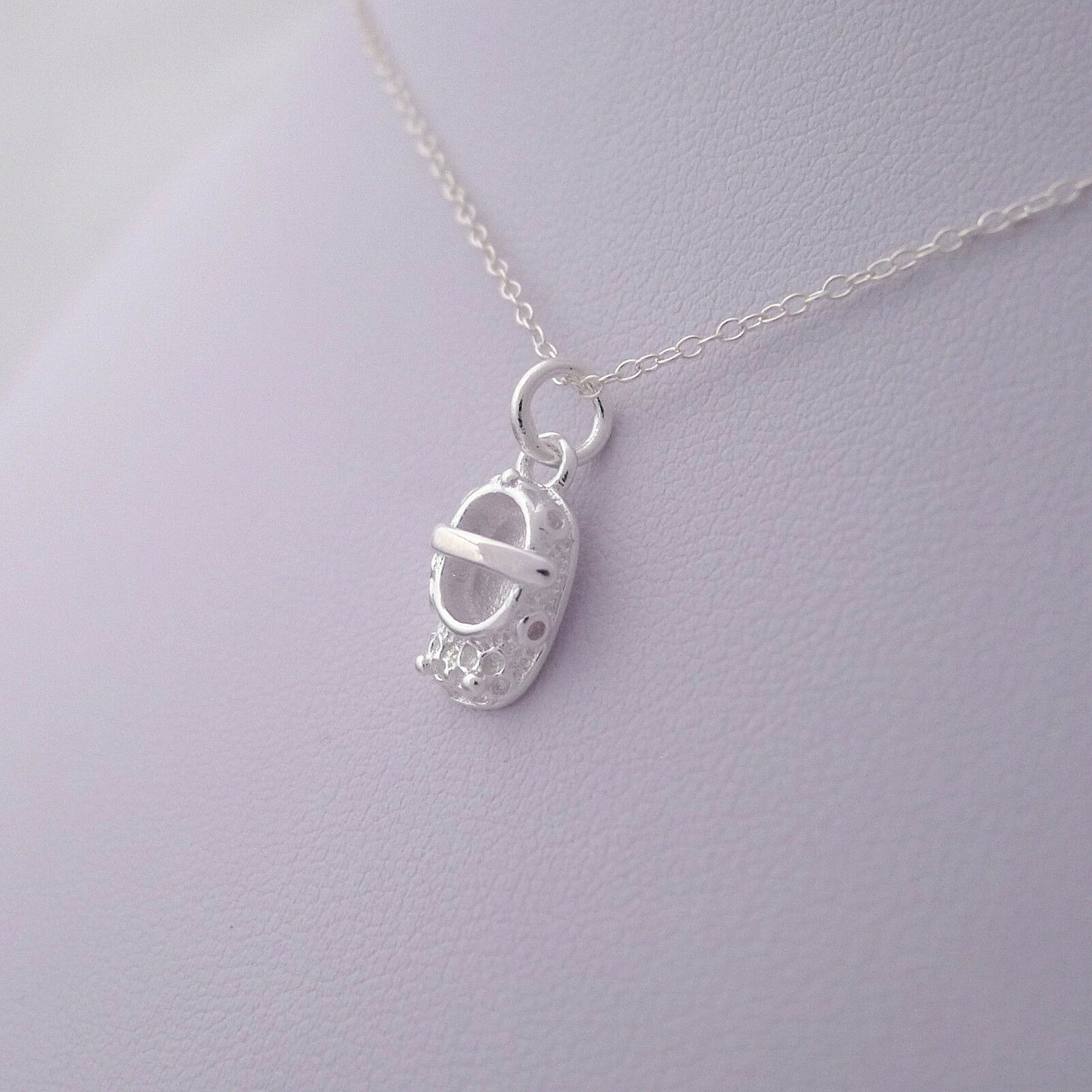 Sterling Silver 3D Floral Baby Shoe Necklace Bracelet Pendant Charm - sugarkittenlondon
