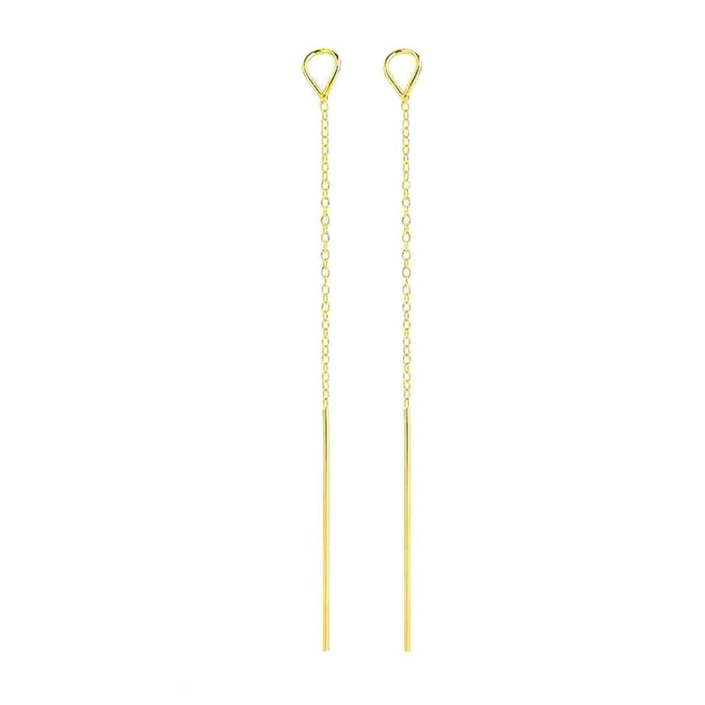 Belcher Chain Sterling Silver Long Drop Pull-Through Threader Earrings - sugarkittenlondon