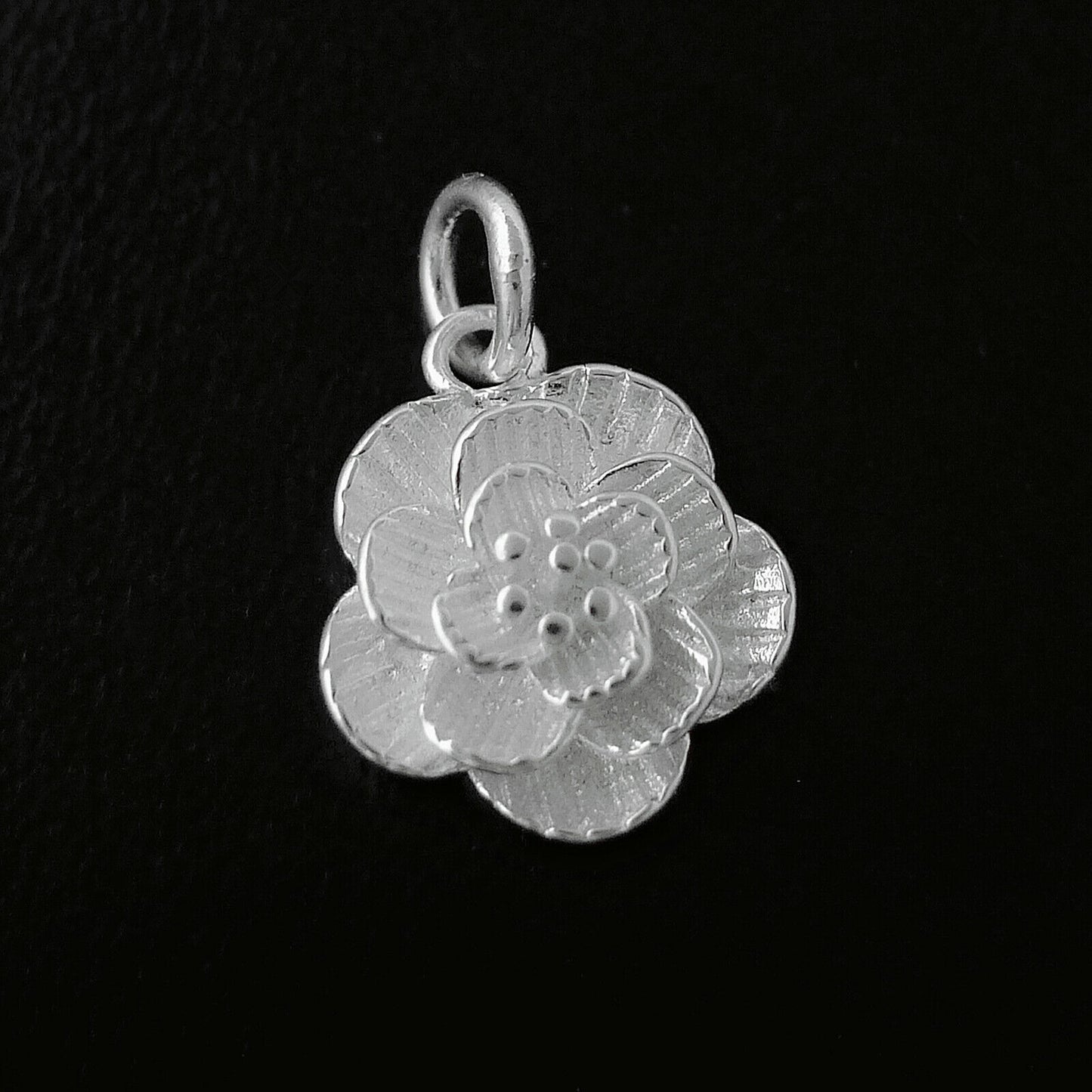 Sterling Silver Cherry Peach Lotus Flower Charm for Necklace or Bracelet - sugarkittenlondon