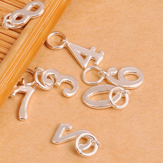 Sterling Silver Number Charms (0-9) DIY Age Birthday Gift Pendant - sugarkittenlondon