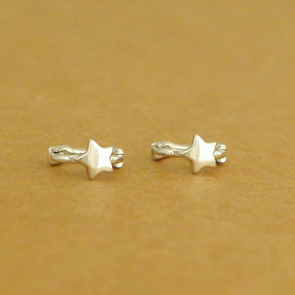 Sterling Silver Mini Hoop Plain Star Square Triangle Huggie Hinged Earrings - sugarkittenlondon