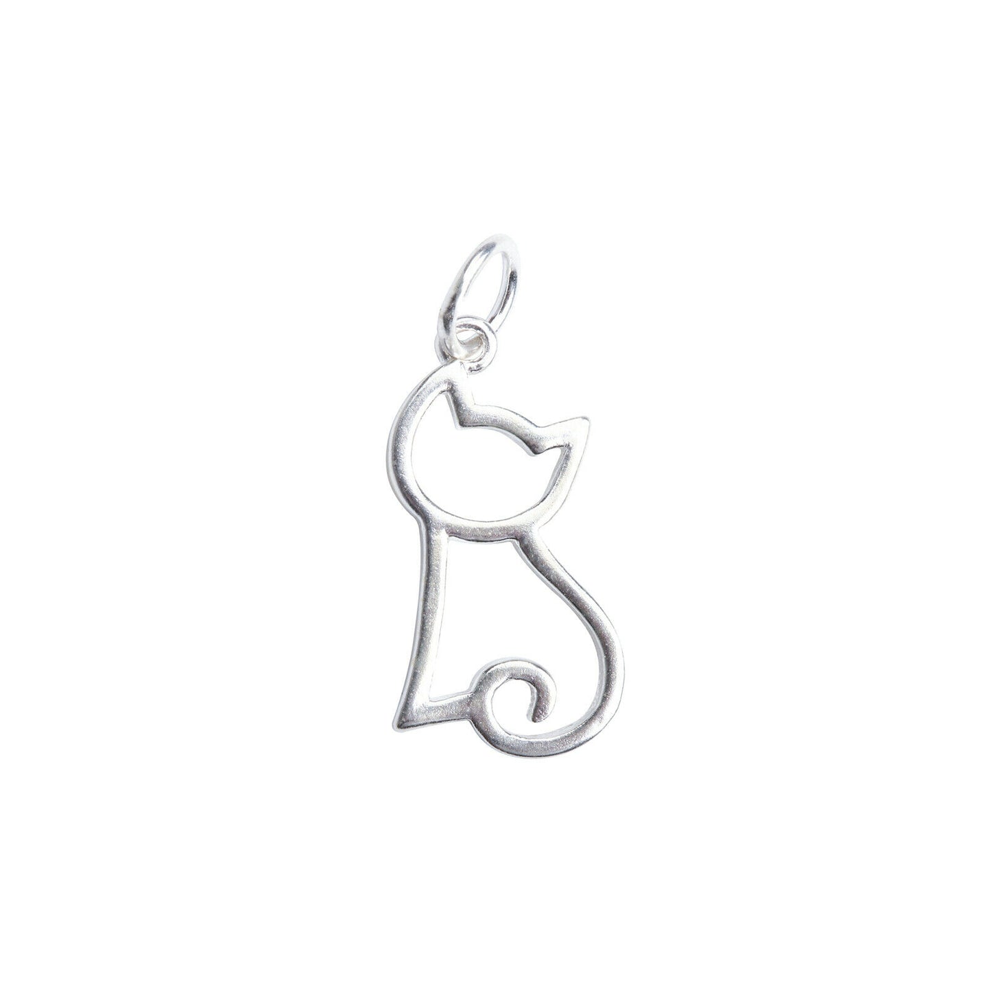 Sterling Silver Hollow Cat Kitten Pendant Charm for Necklace - sugarkittenlondon