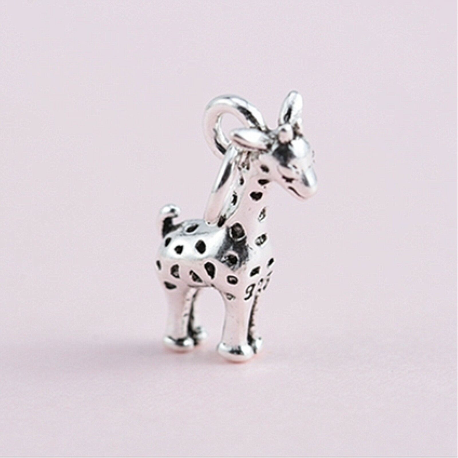 Sterling Silver Oxidized Mini 3D Baby Giraffe Deer Pendant Charm - sugarkittenlondon