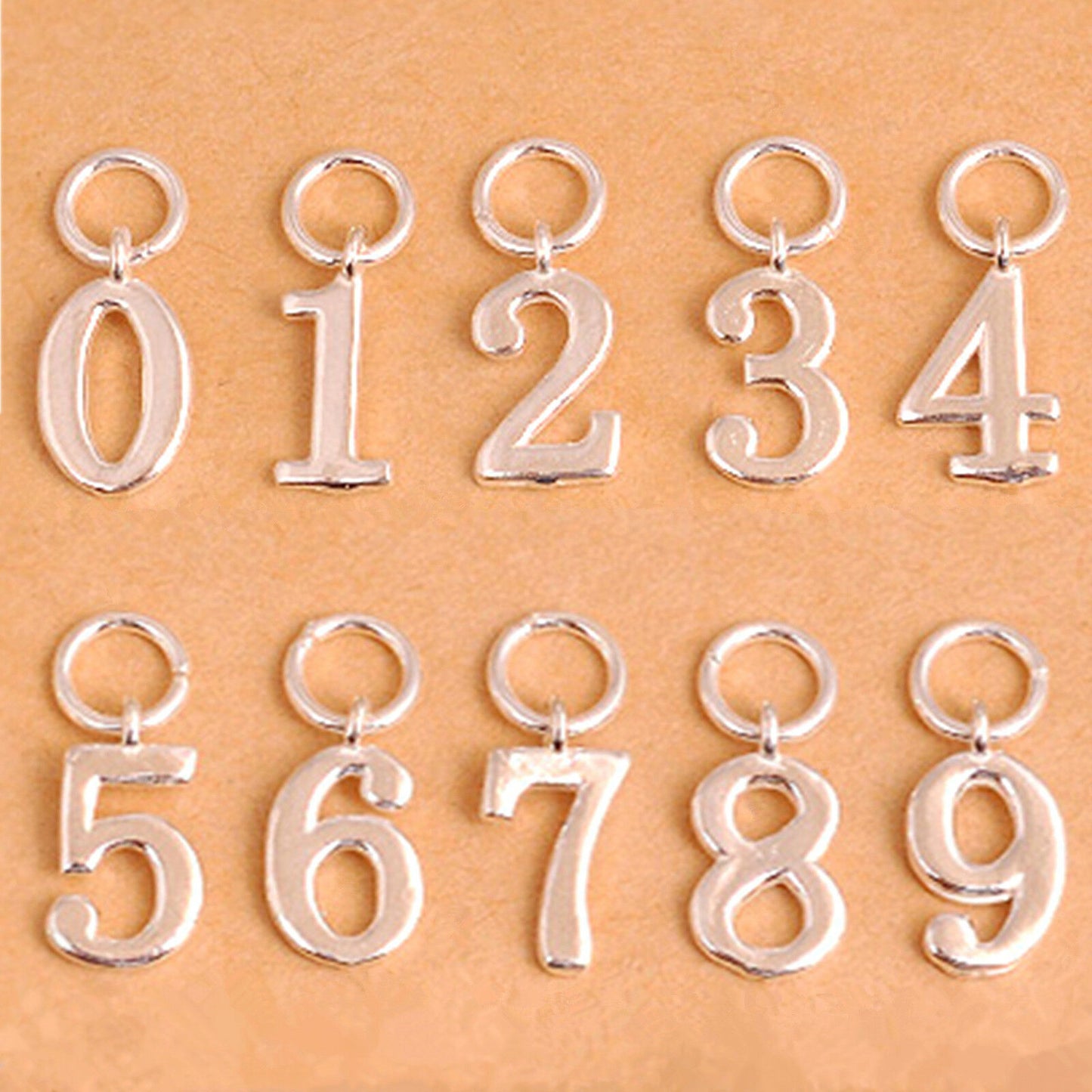 Sterling Silver Number Charms (0-9) DIY Age Birthday Gift Pendant - sugarkittenlondon