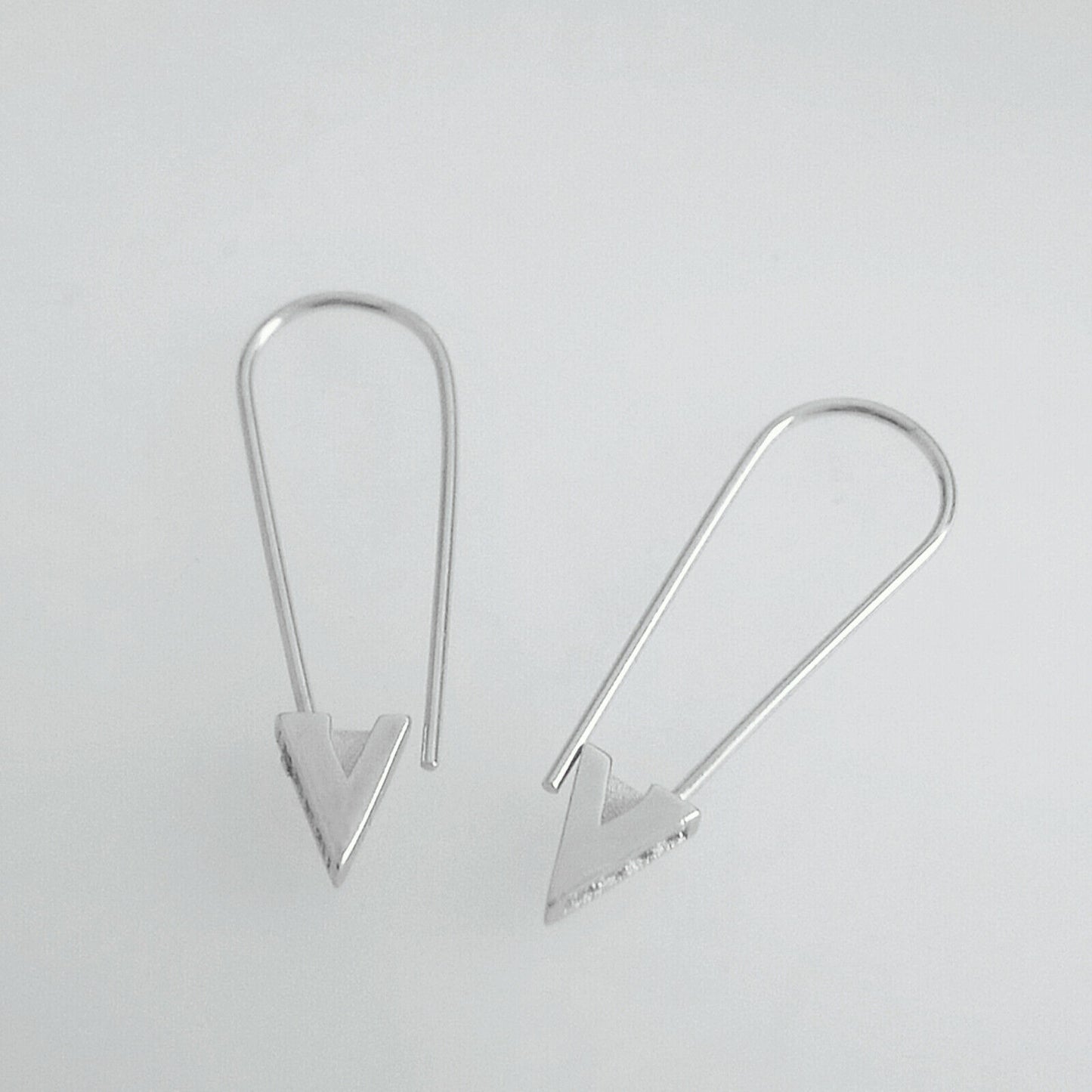 Sterling Silver Triangle CZ Safety Pin Hoop Drop Earrings with Rhodium Plating - sugarkittenlondon