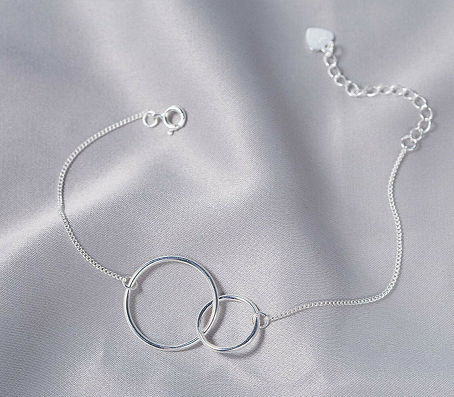 925 Double Circle Sterling Silver Eternity Bracelet - sugarkittenlondon