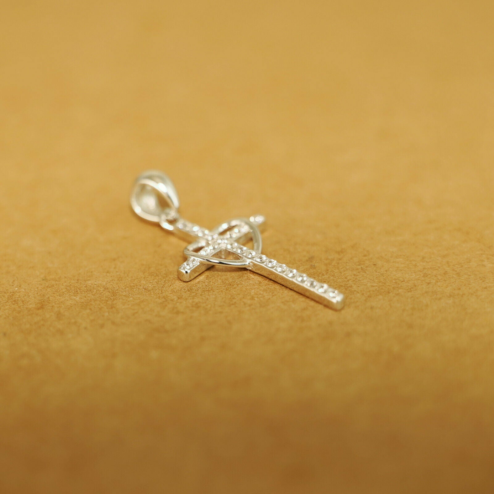 Sterling Silver Heart Cross Paved CZ Infinity Love Pendant Necklace Boxed - sugarkittenlondon
