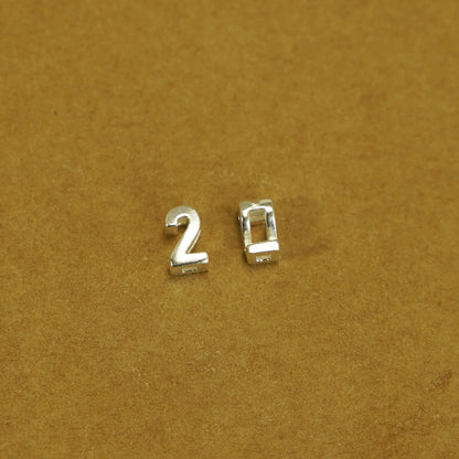 Sterling Silver Mini 0 - 9 Number Sliding Spacer Charm Beads Boxed - sugarkittenlondon