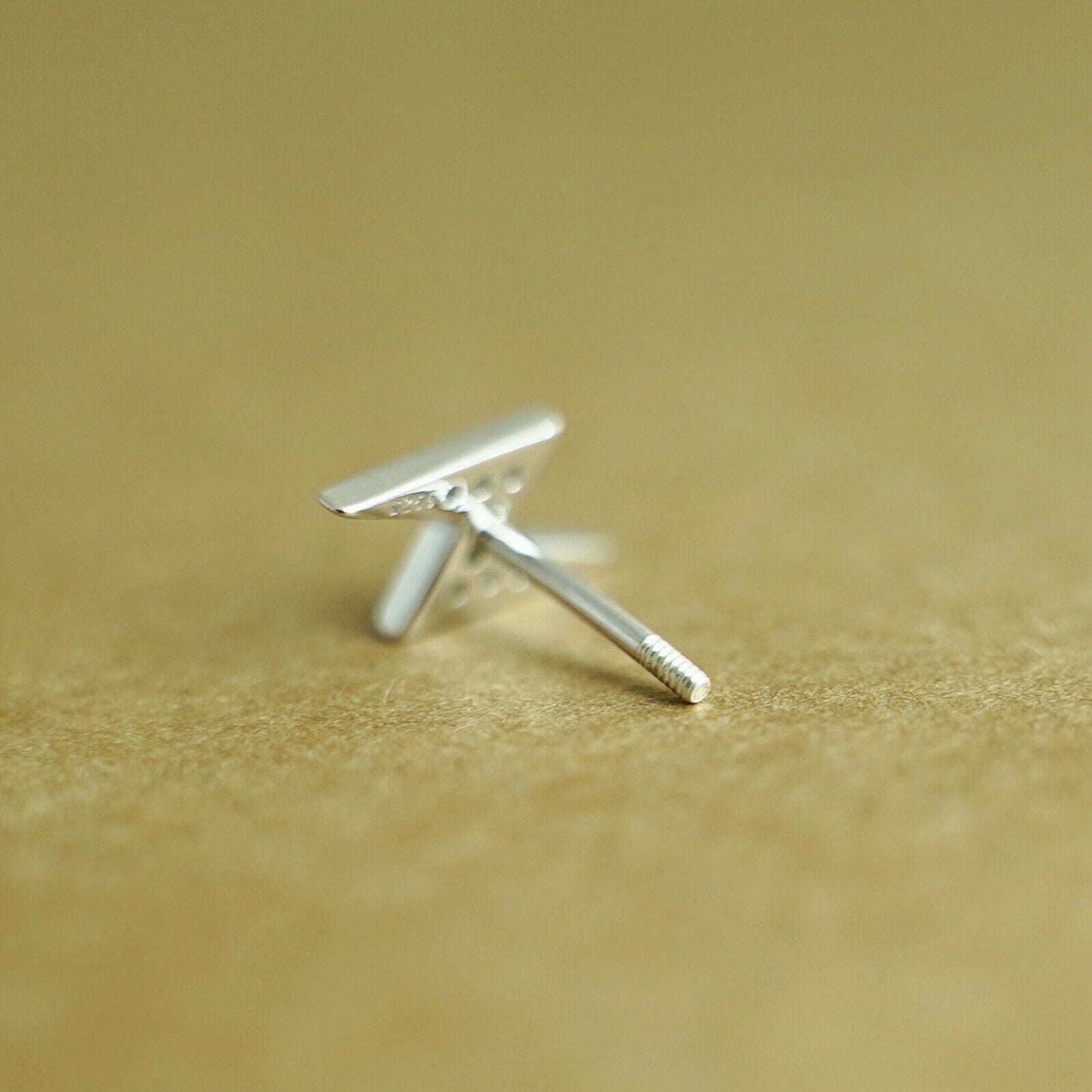 Sterling Silver CZ Lightning Bolt Barbell Bead Ball Screw Back Stud Earrings - sugarkittenlondon