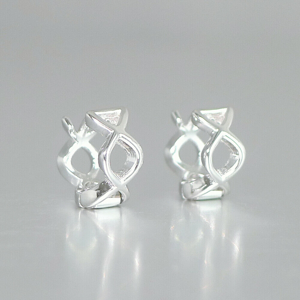 Sterling Silver 925 Criss Cross Infinity Twist Wire Hoop Huggie Earrings Boxed - sugarkittenlondon