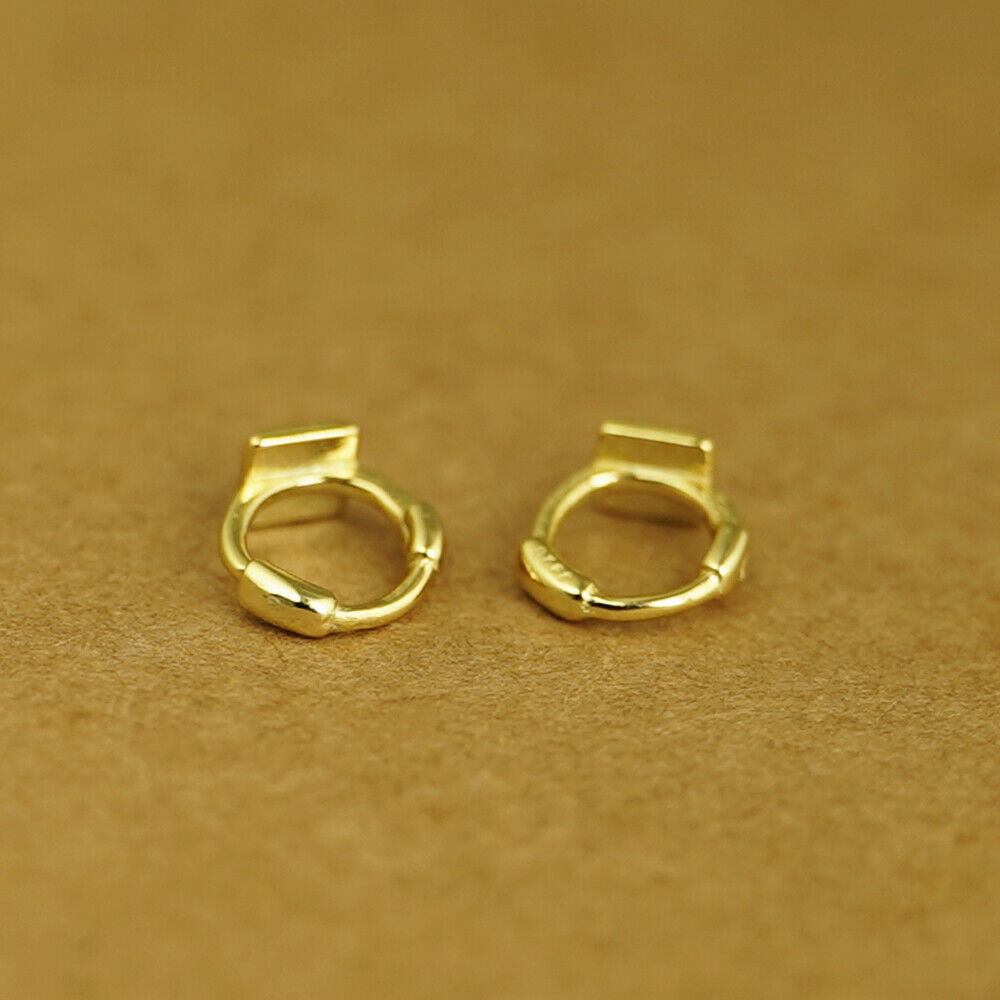 18K Gold Hinged Hoop Earrings with Mini Star, Square, and Triangle Shapes - sugarkittenlondon