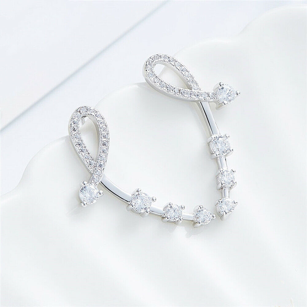 Sterling Silver Music Note Love Arrow CZ Cuff Climber Crawler Earrings - sugarkittenlondon