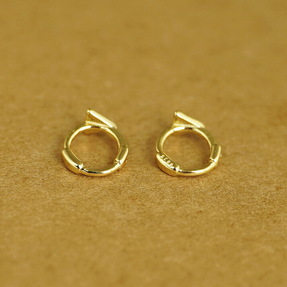 18K Gold on Sterling Silver Mini Star Square Triangle Hinged Hoop Earrings - sugarkittenlondon