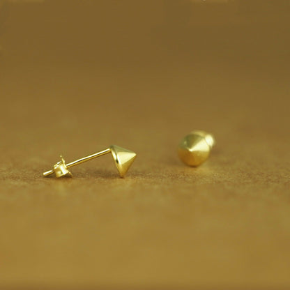 18K Gold on Sterling Silver Small Hollow Punk Circular Cone Spike Stud Earrings - sugarkittenlondon