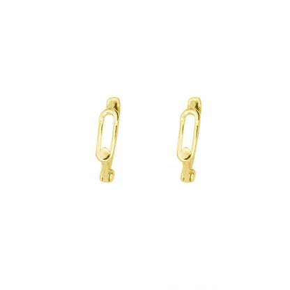 18K Gold on Sterling Silver Plain Small Safety Pin Cuff Hoop Huggie Earrings - sugarkittenlondon