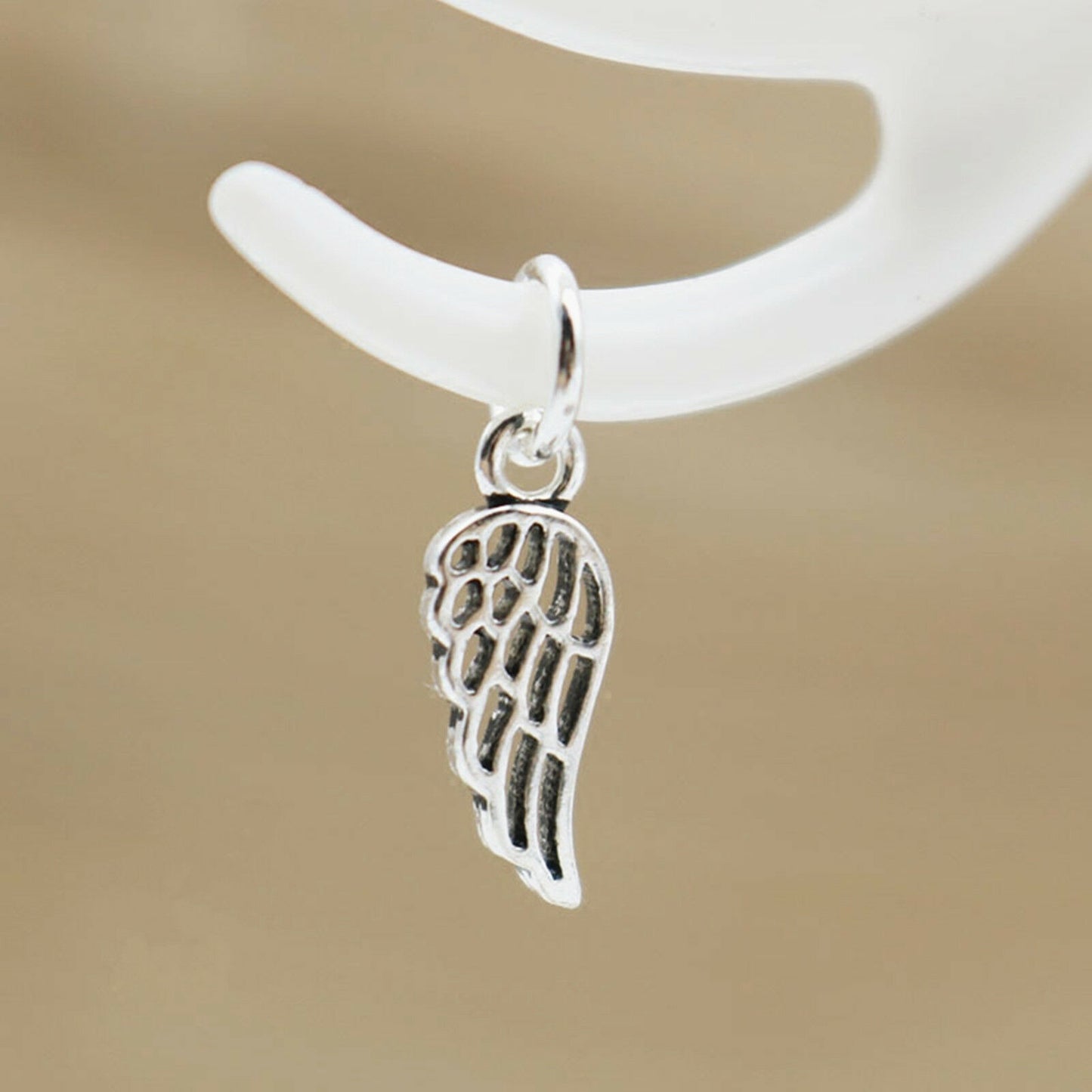 Sterling Silver Leaf Pendant with Feather Angel Wing Charm for Necklace or Bracelet - sugarkittenlondon