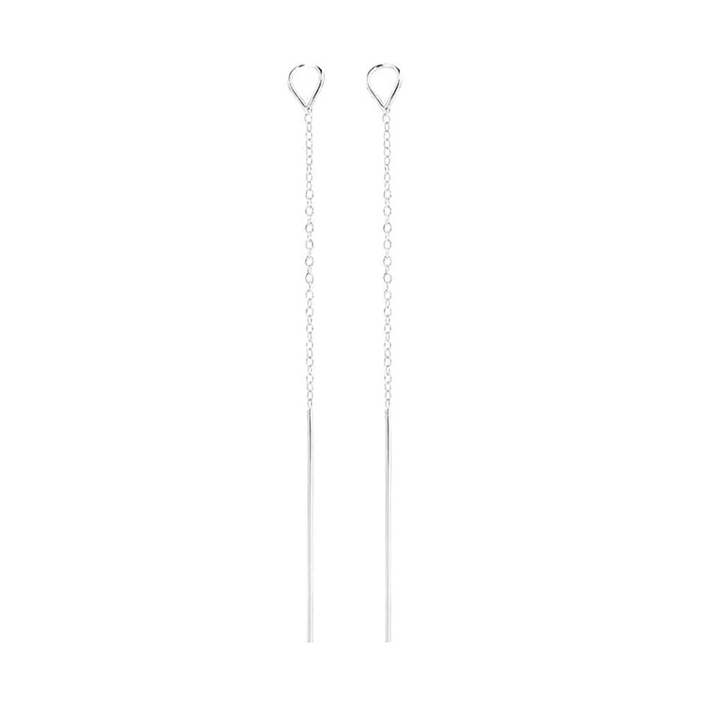 Belcher Chain Sterling Silver Long Drop Pull-Through Threader Earrings - sugarkittenlondon