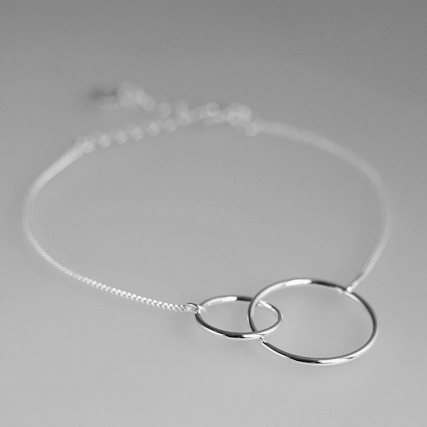 925 Double Circle Sterling Silver Eternity Bracelet - sugarkittenlondon