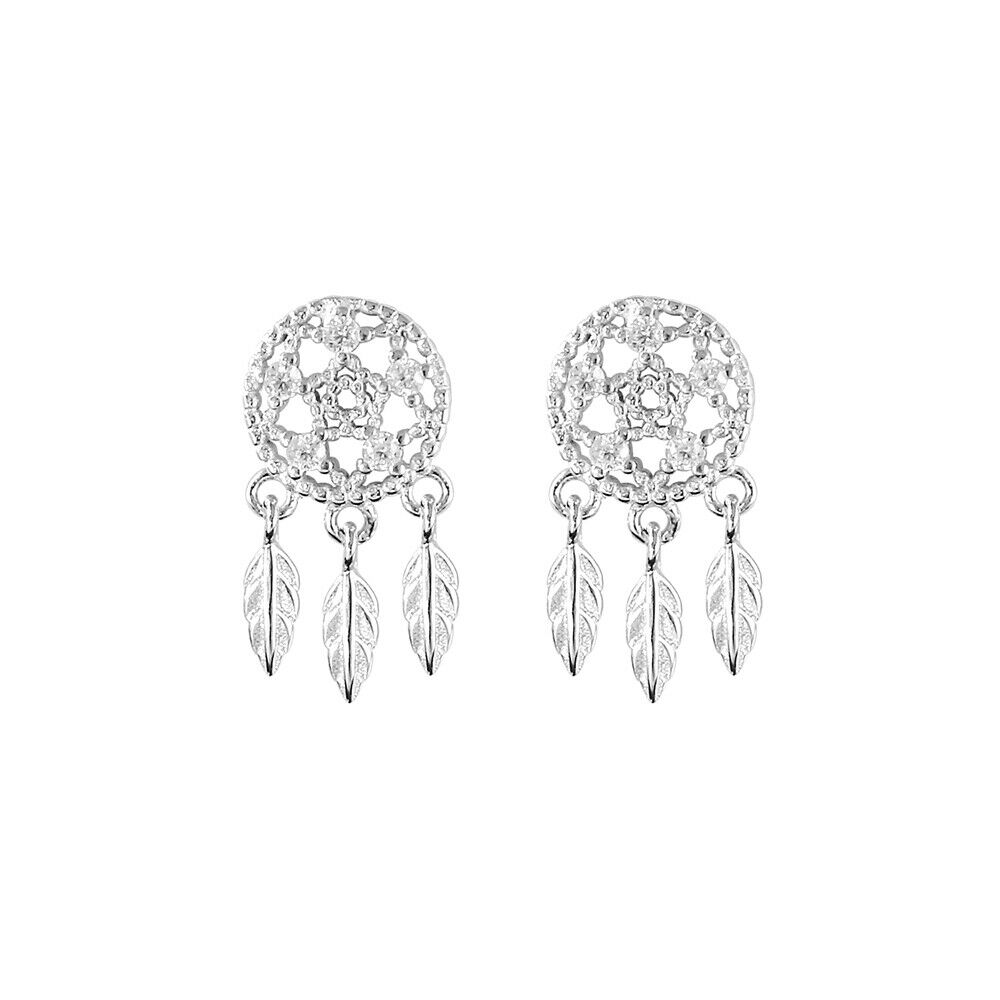 Sterling Silver Dreamcatcher Earrings With Crystal CZ Protection Jewellery - sugarkittenlondon
