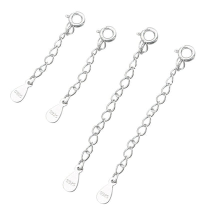 2 Sterling Silver Curb Extender Chain With Bolt Ring Clasp 3cm 5cm - sugarkittenlondon