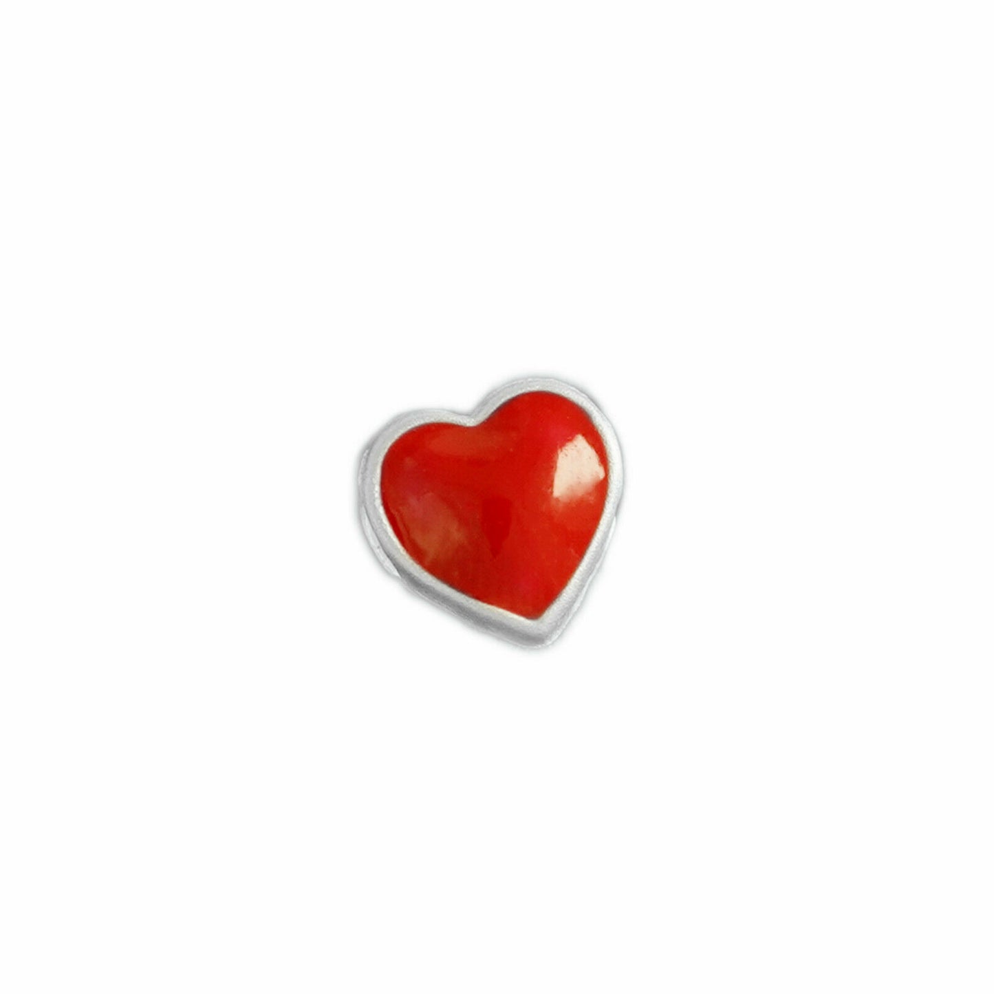 Fine Silver 999 Glazed Red Love Heart Sliding Spacer Charm Pendant - sugarkittenlondon