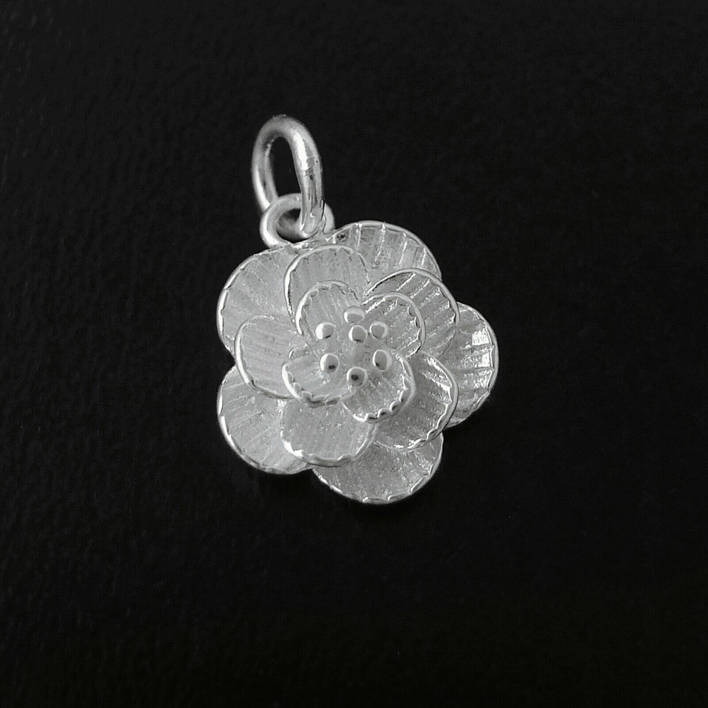 Sterling Silver Cherry Peach Lotus Flower Charm for Necklace or Bracelet - sugarkittenlondon