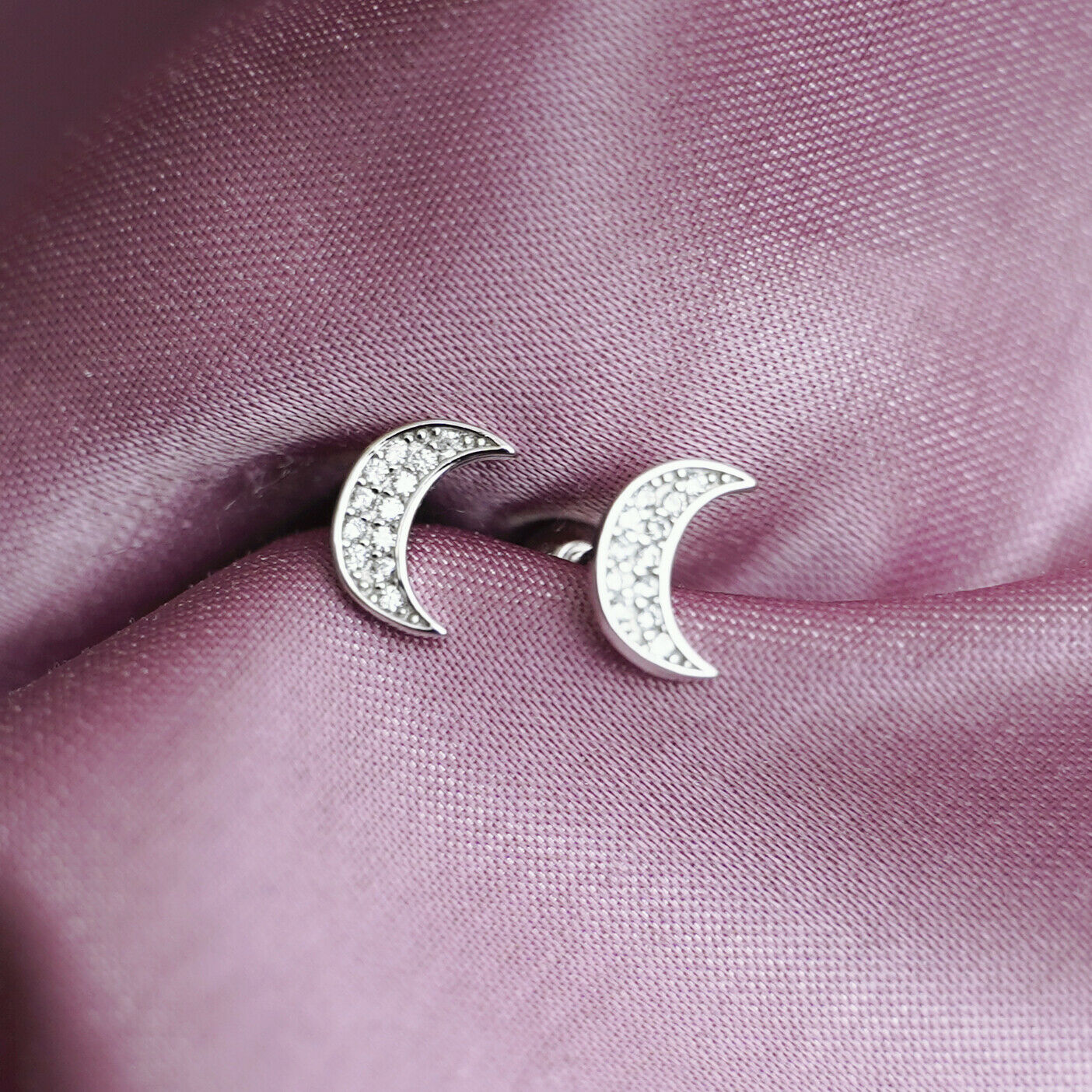 Sterling Silver Cubic Zirconia Moon Barbell Bead Ball Screw Back Stud Earrings - sugarkittenlondon