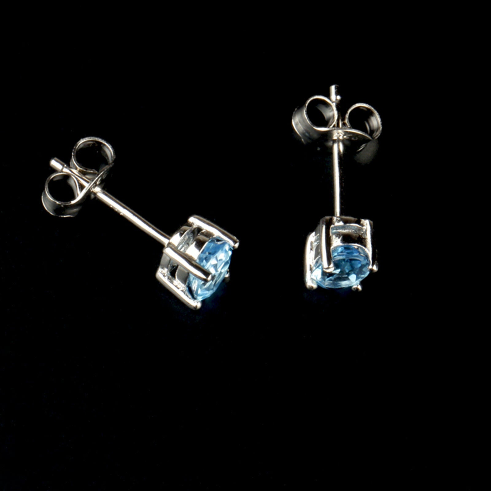Sterling Silver Solitaire Blue Oval Cut CZ Stud Earrings Jewellery - sugarkittenlondon