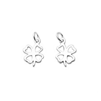 2 Sterling Silver Mini Lucky Clover Shamrock Plain Charms Pendants Boxed - sugarkittenlondon